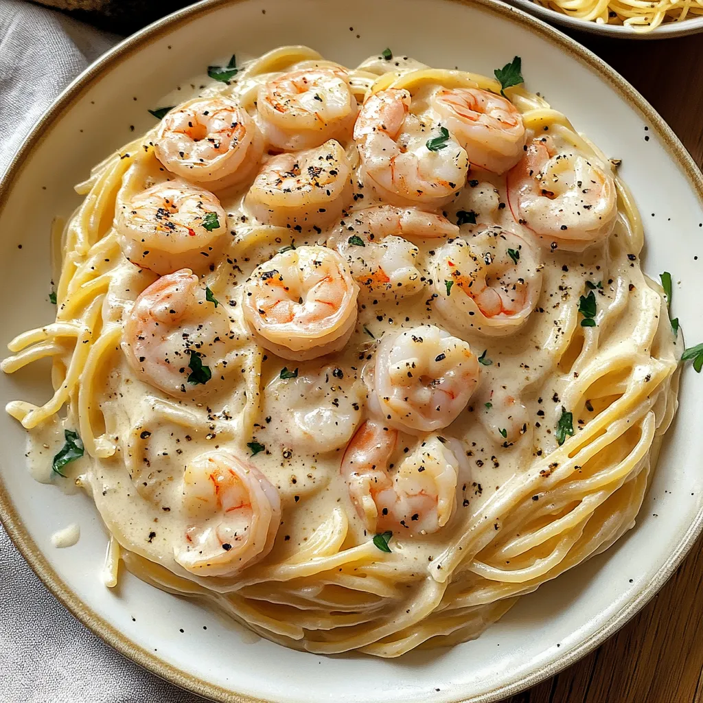 Cremige Knoblauch-Garnelen-Pasta
