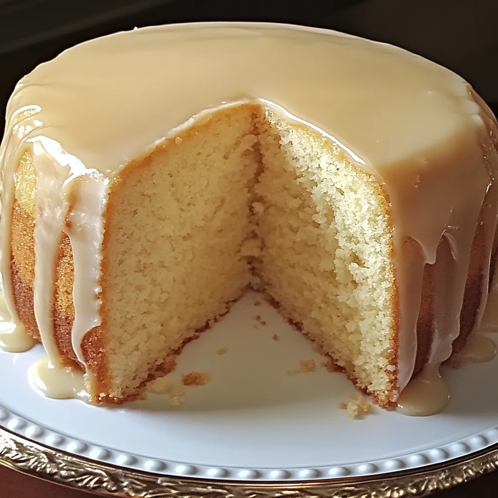 Einfacher Vanille-Buttermilch-Sandkuchen mit Frischkäseglasur