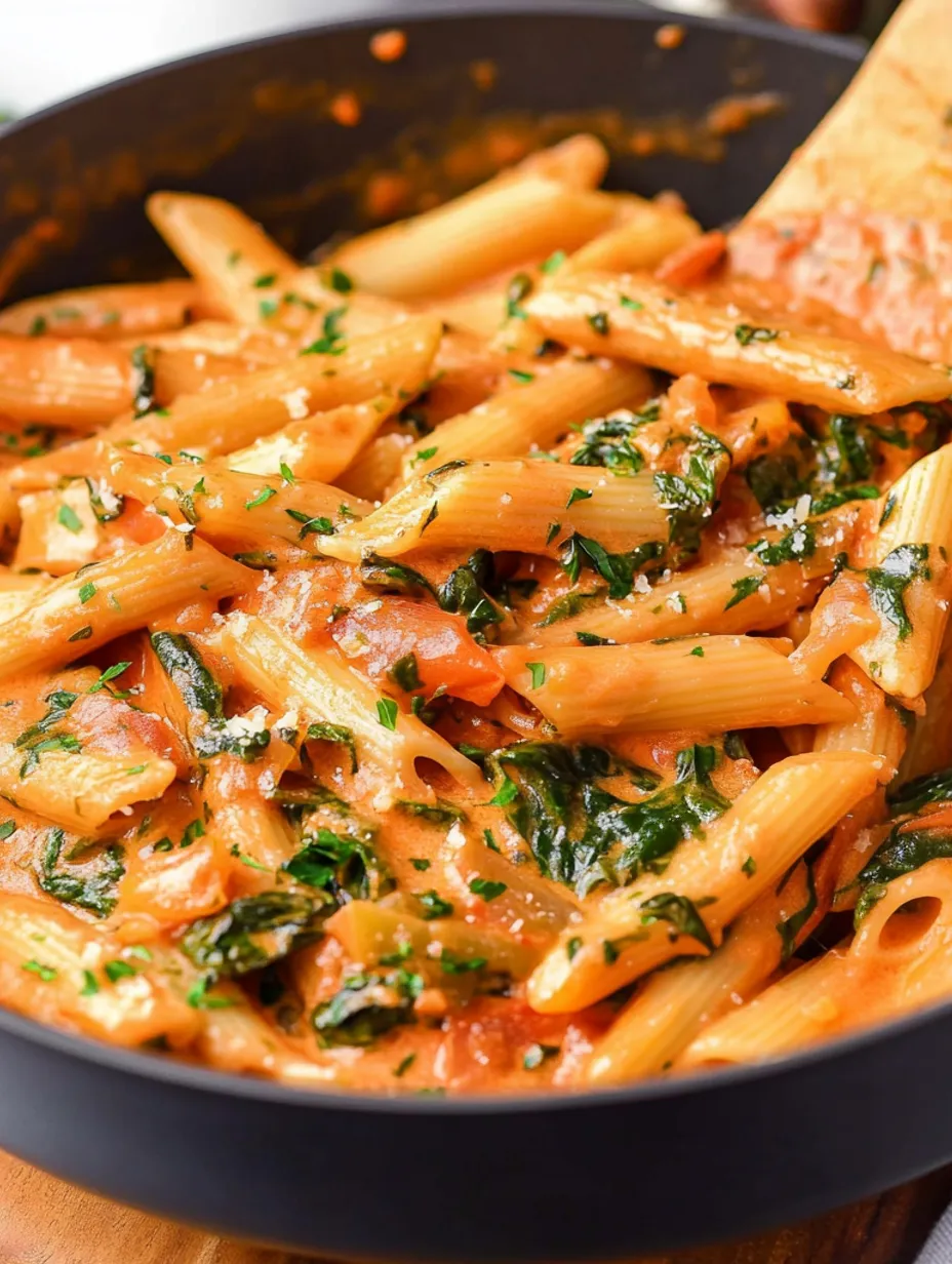 Cremige Penne Rosa mit Spinat & Mozzarella
