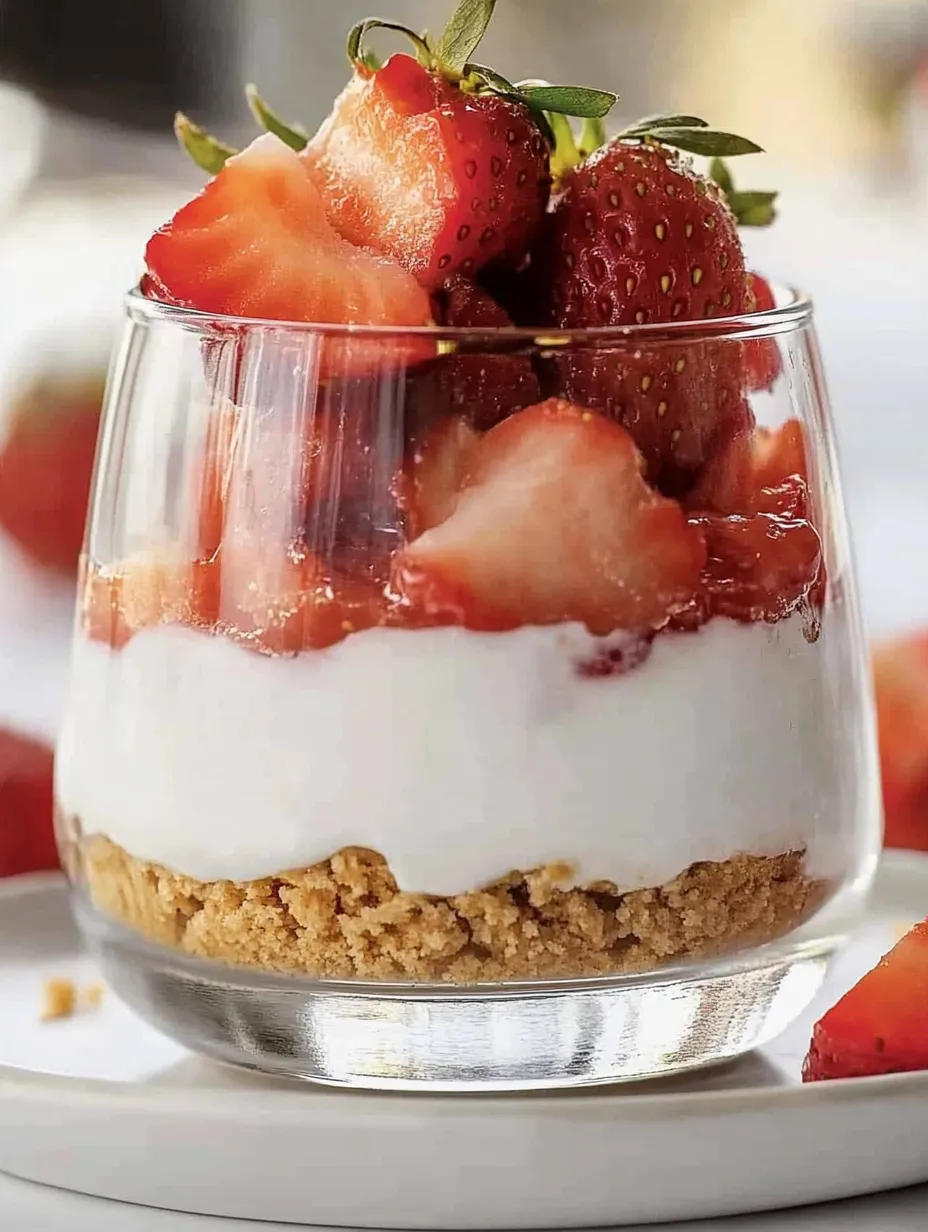Erfrischendes Erdbeer-Joghurt-Dessert im Glas