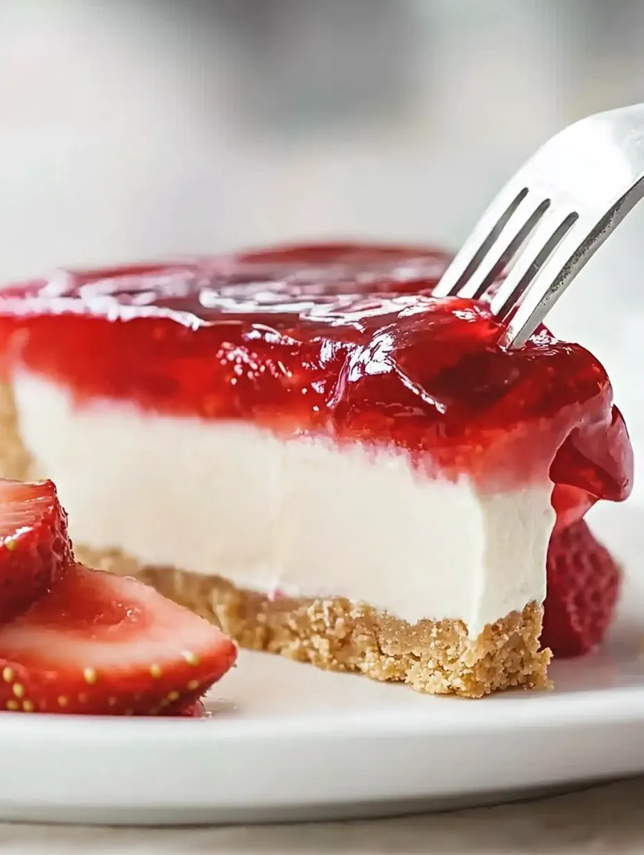 Kalter Erdbeerkuchen mit cremiger Vanillefüllung