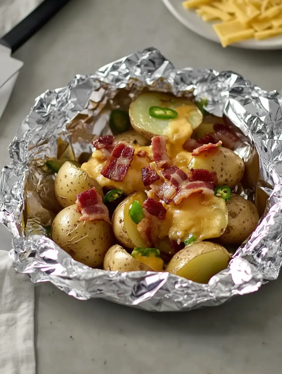 Käsige Speck-Ranch-Kartoffel Folienpakete