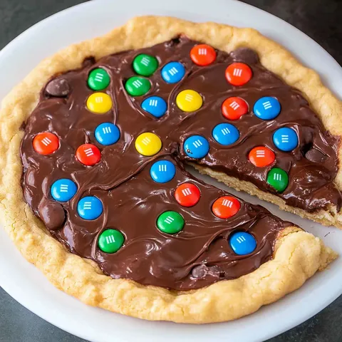 Riesen-M&M-Keks in einer Pfanne