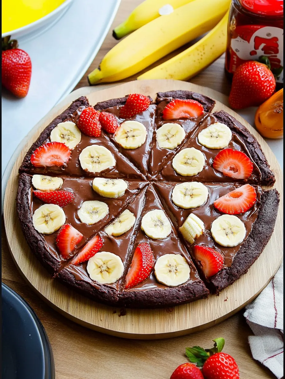Einfache Schokoladen-Erdnussbutter Brownie Pizza