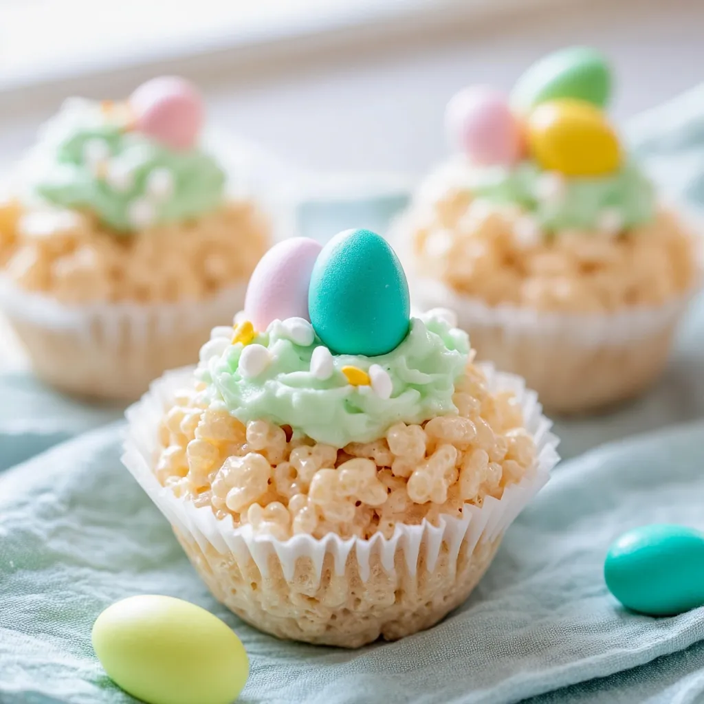 Bunte Osternester mit Rice Krispies