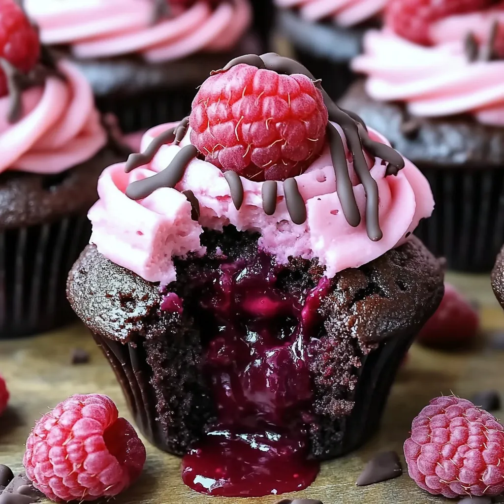 Einfache Himbeer-Schoko-Vulkan-Muffins