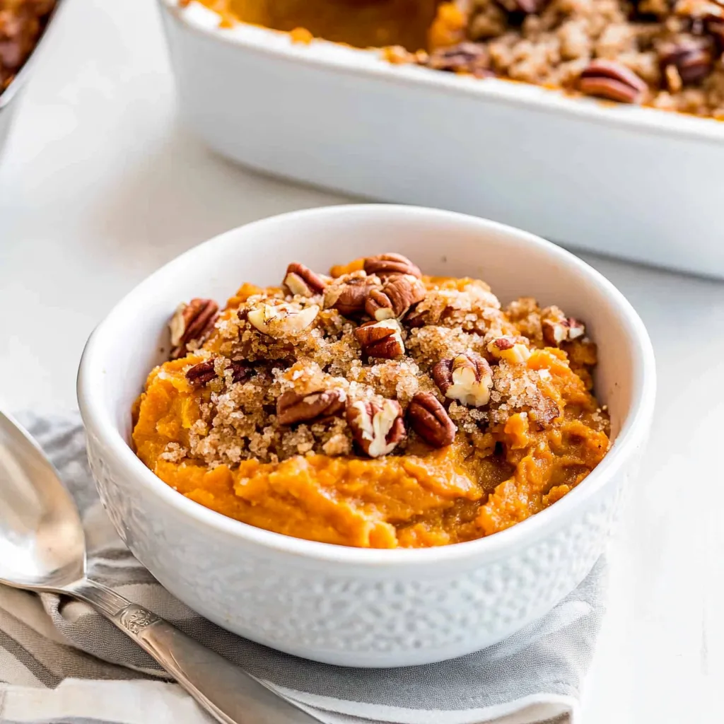 Süßkartoffel-Auflauf mit knusprigem Streusel