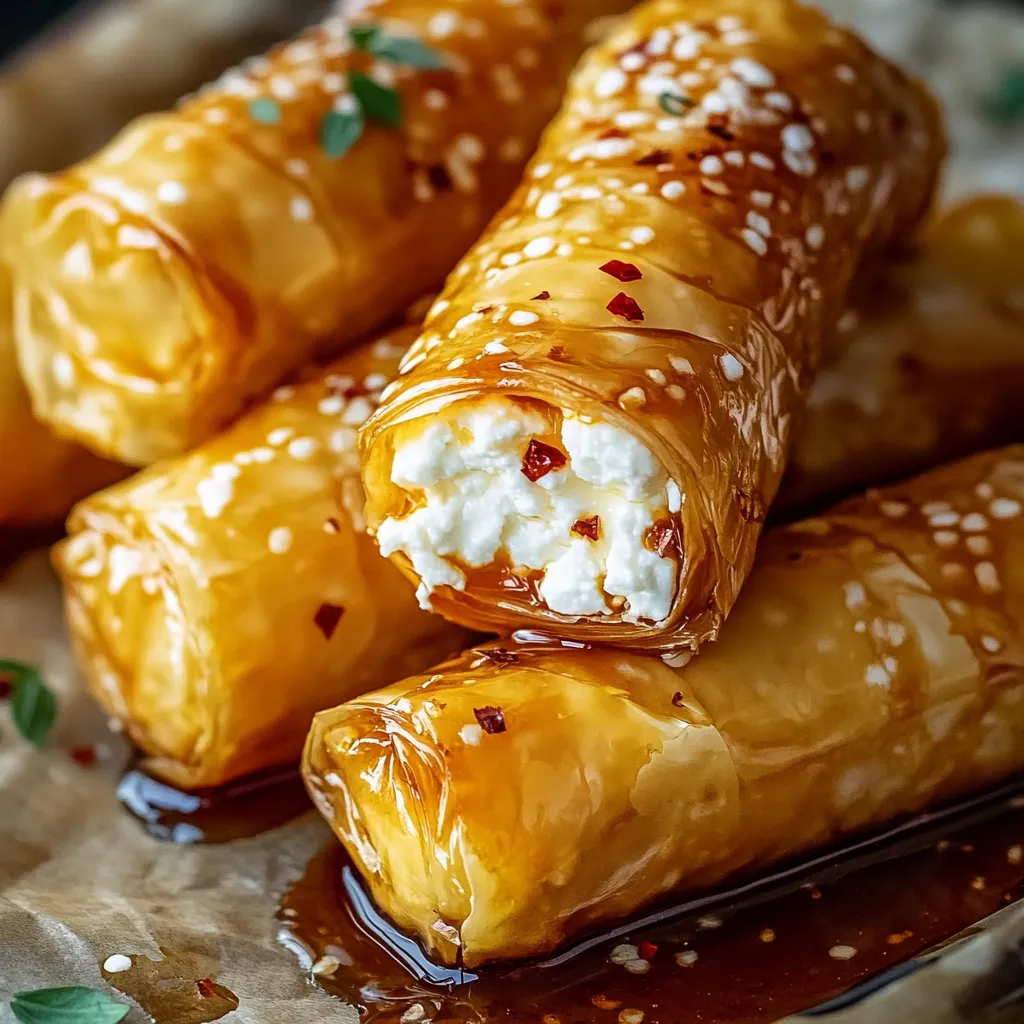 Knusprige Feta-Röllchen mit Chili-Honig