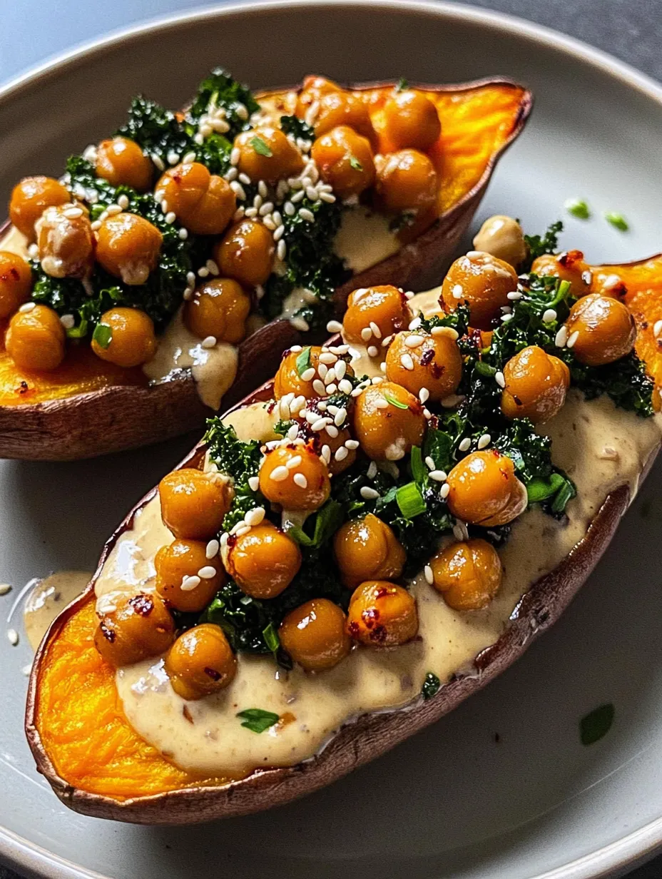 Süßkartoffeln mit Tahini-Butter-Kichererbsen Rezept