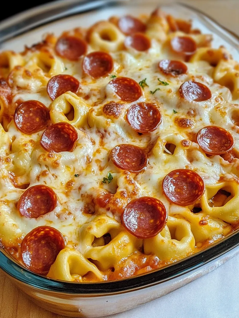 Tortellini-Pizza-Auflauf mit Salami