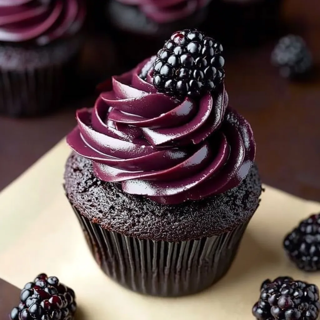 Dark Chocolate Blackberry Cupcakes