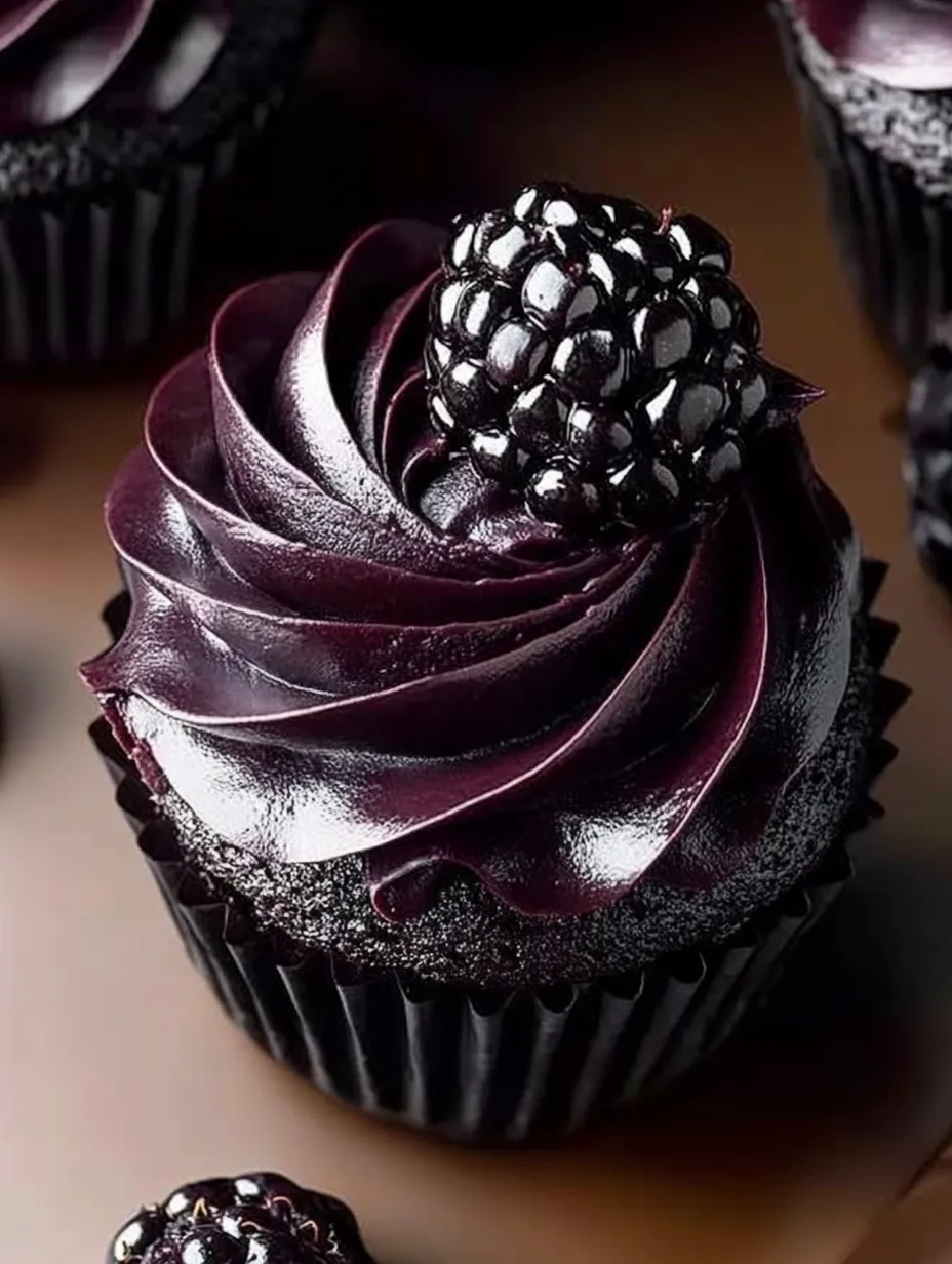 Dunkle Schokoladen-Brombeermuffins Rezept