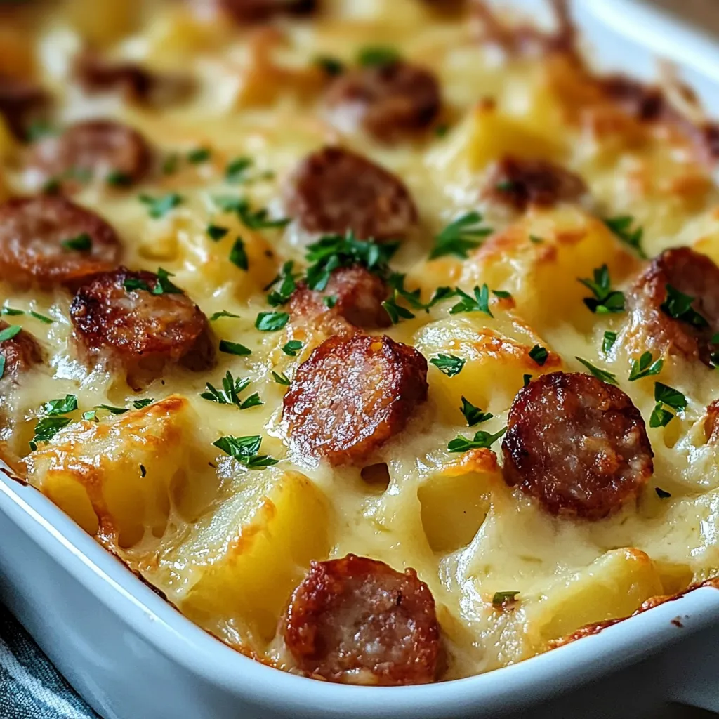 Kartoffel-Wurst-Auflauf mit Käse