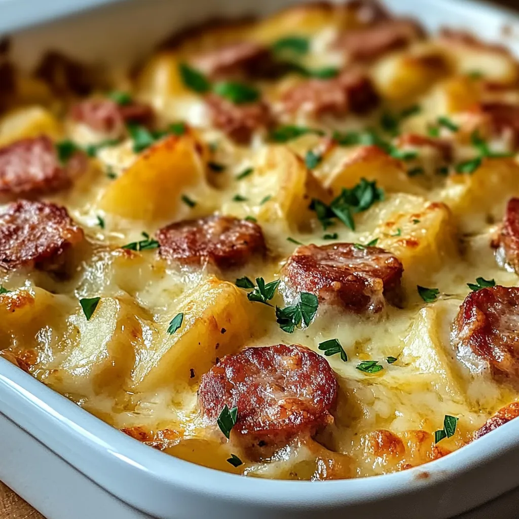 Kielbasa Kartoffelauflauf mit Käse