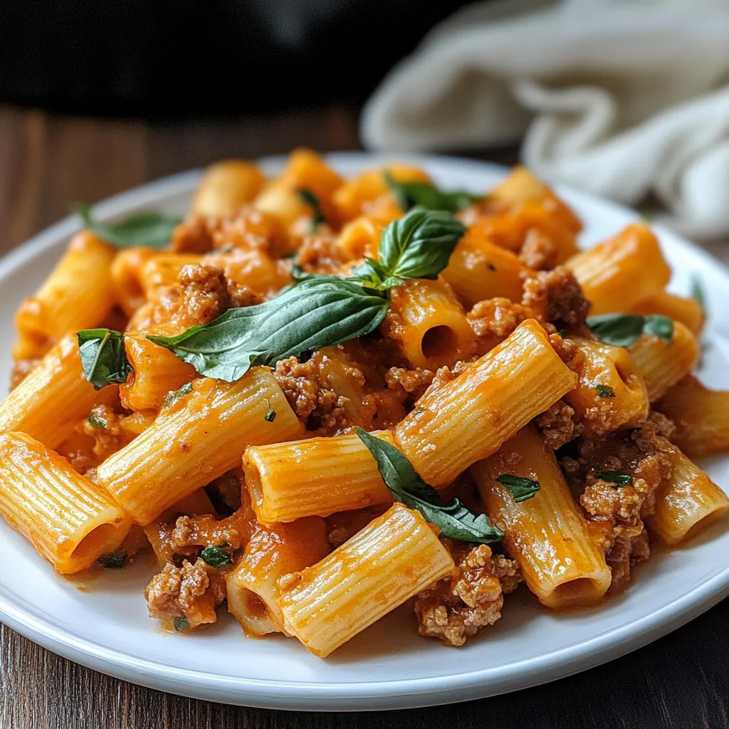 Einfache cremige Wurst-Rigatoni