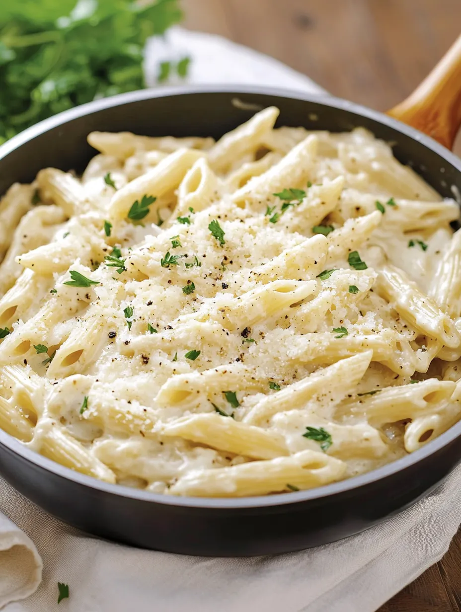 Cremige Pasta mit weißer Sauce