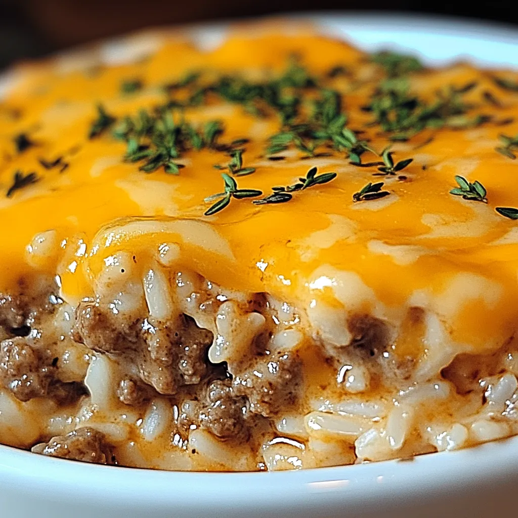 Einfacher Hackfleisch-Reis-Auflauf mit Cheddar-Kruste