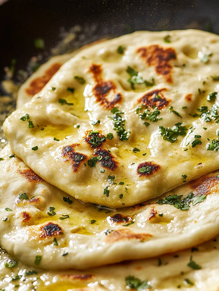 Weiches Knoblauch-Naan mit Buttertopping