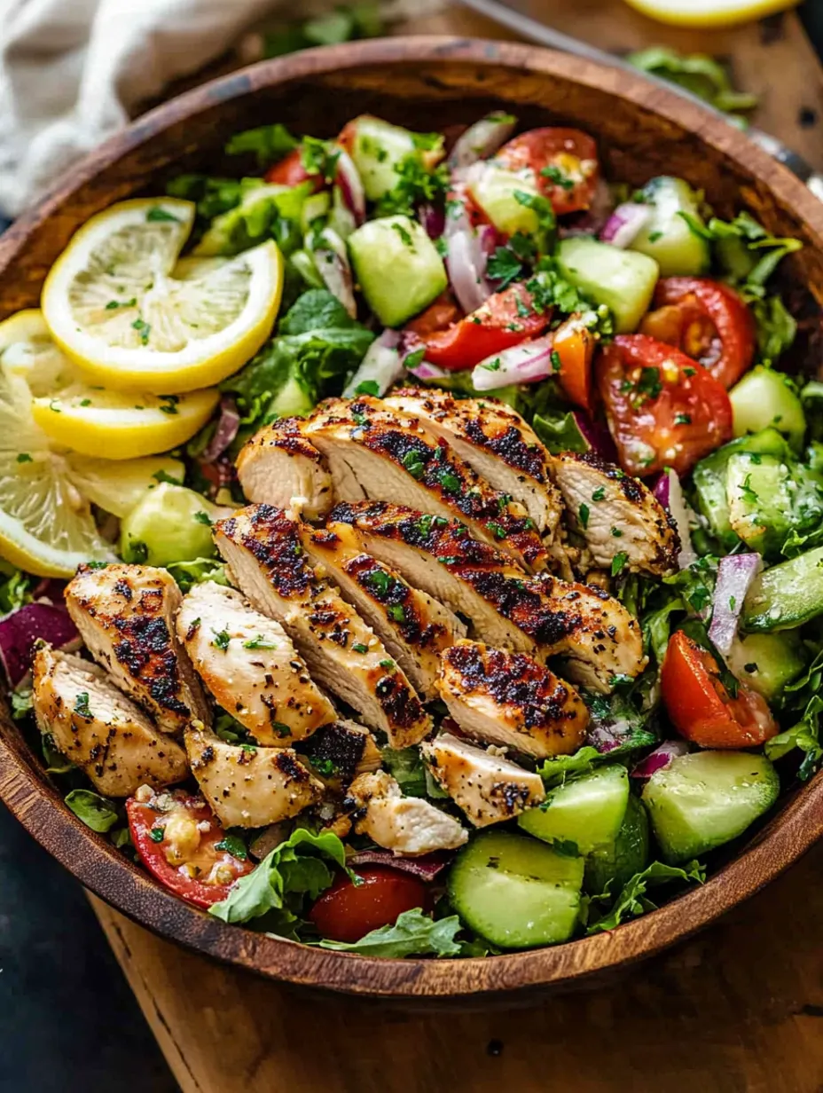 Einfacher Zitronen-Kräuter Mediterraner Hähnchensalat