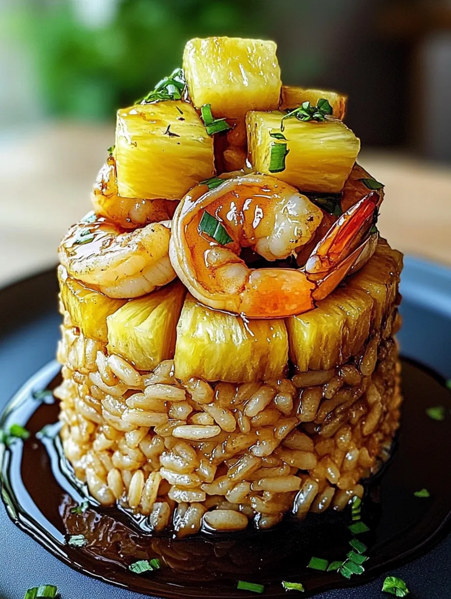 Teriyaki-Garnelen & Ananas-Reis Türmchen