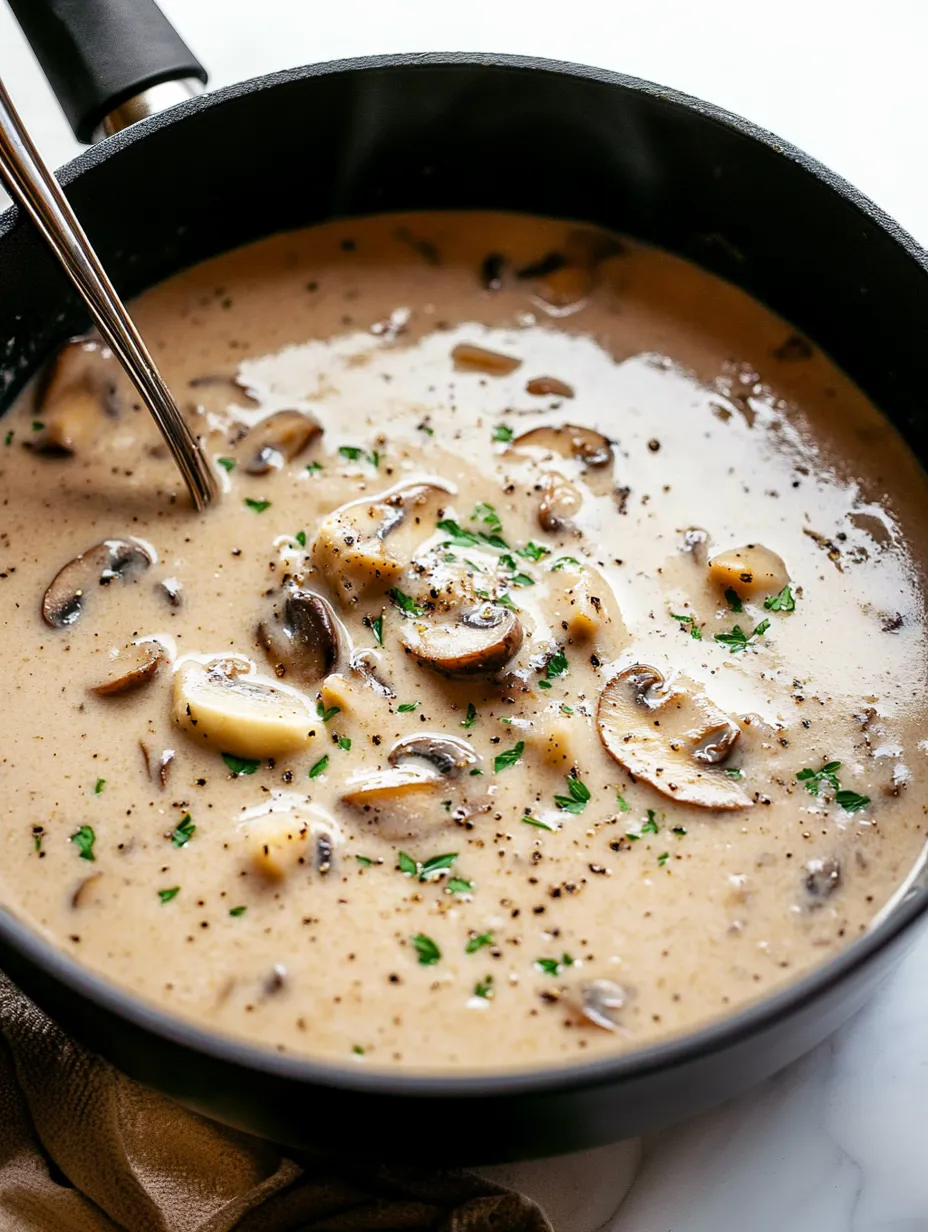 Cremige hausgemachte Pilzrahmsuppe