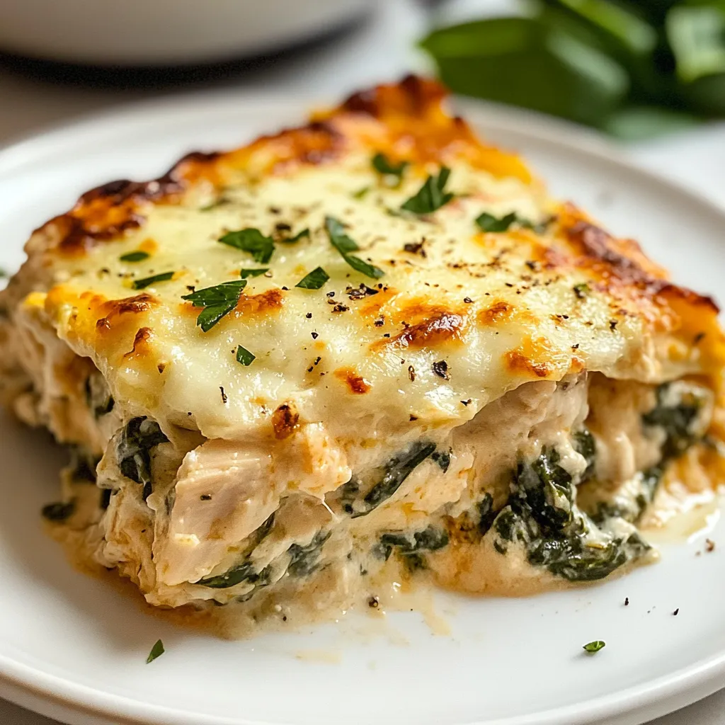 Cremiger Hähnchen-Spinat-Auflauf