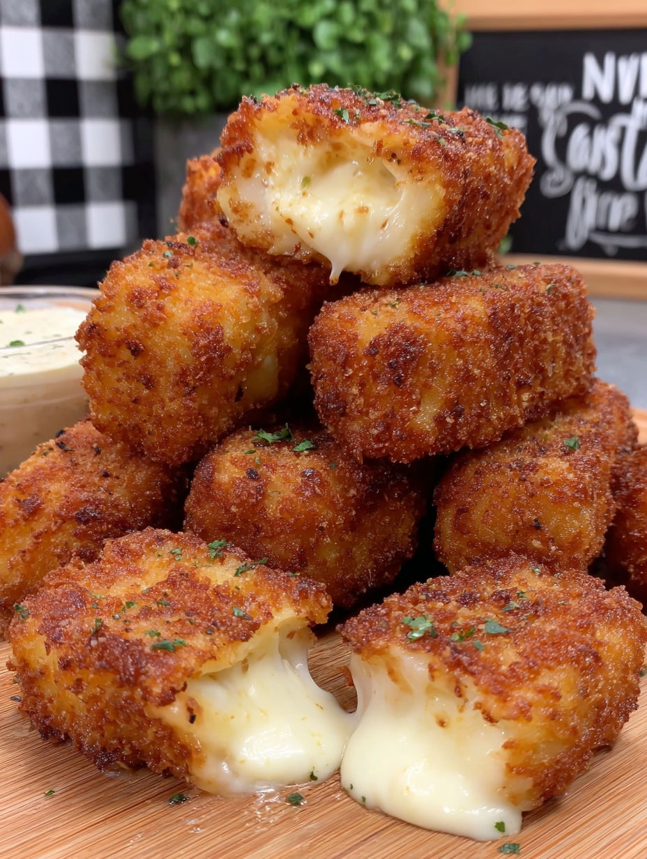 Ein Stapel Käsesticks.