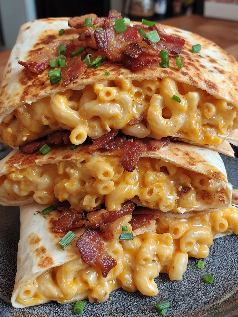 Ein Stapel knuspriger Bacon-Ranch-Mac-Käse.