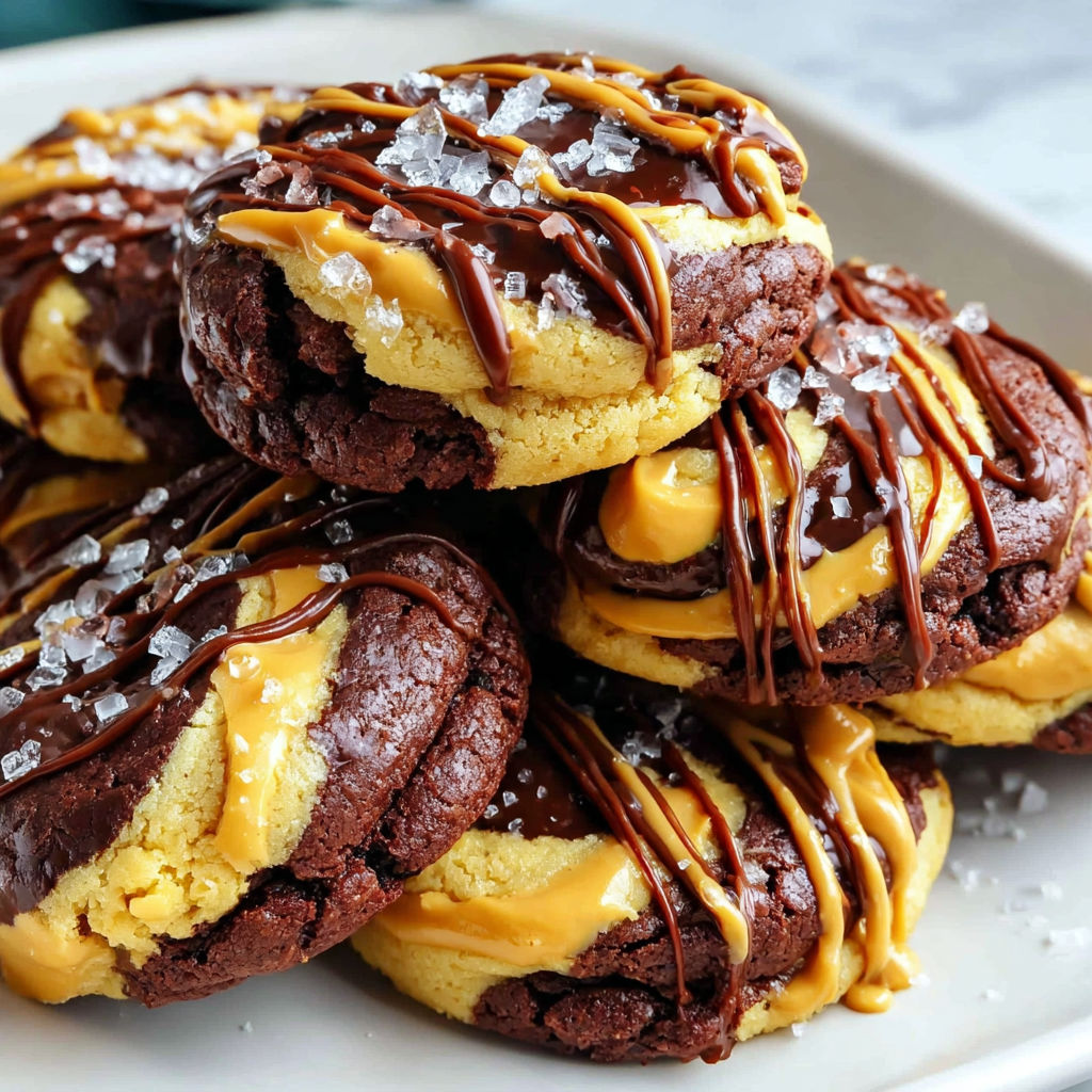 Ein Teller mit Brownie Keksen und Erdnussbutter.