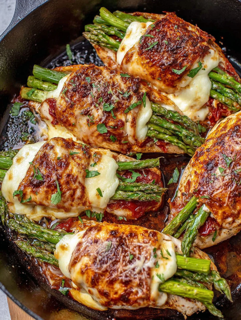 Hähnchenbrust mit Spargelfüllung.