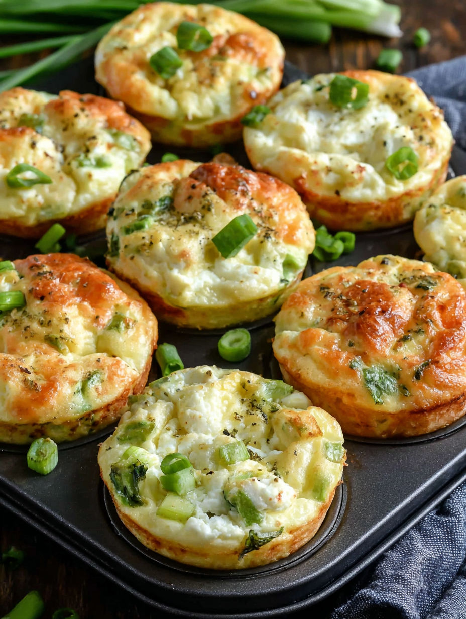 Ein Tablett voller Muffins mit grüner Paprika und Käse.