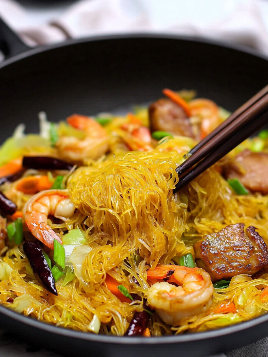 Eine Schüssel Singapore Chow Mei Fun.