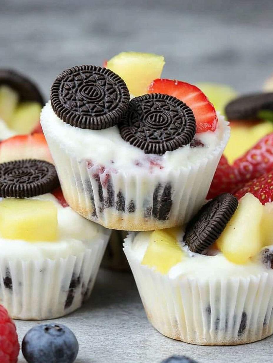 Ein Cupcake mit Schokolade und Erdbeertoppings.