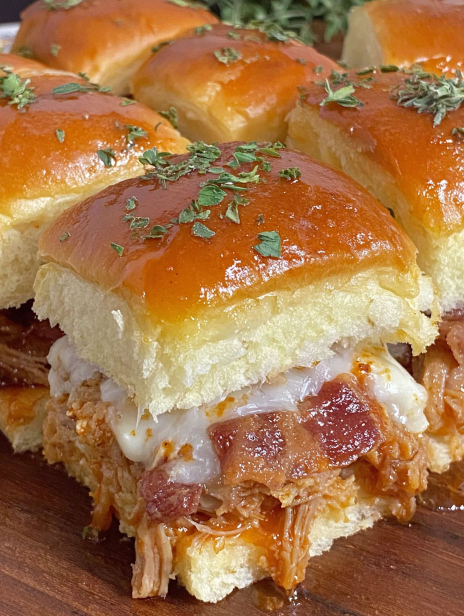 Ein Teller mit BBQ Pulled Pork Sliders.