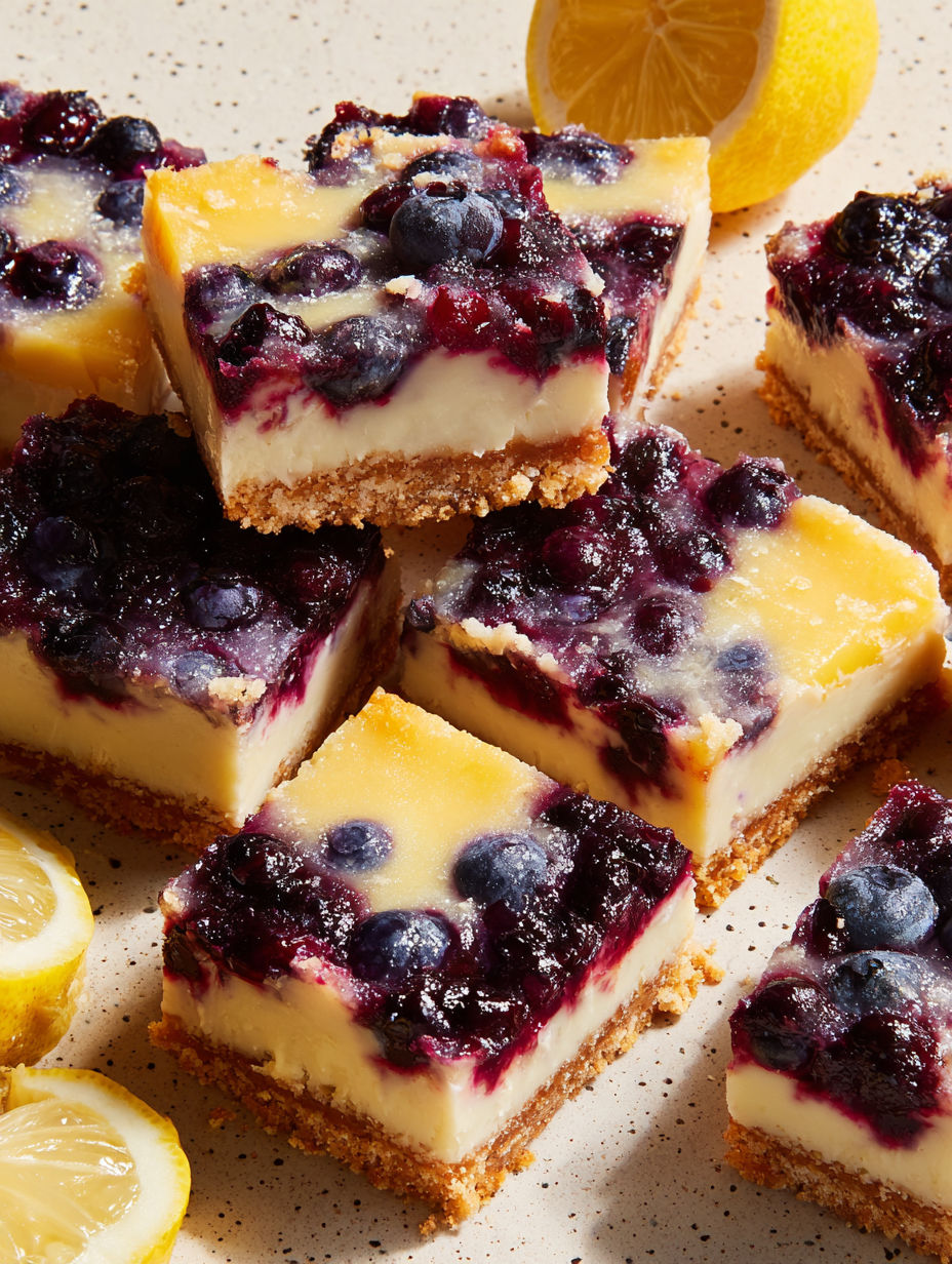 Ein Stück Heidelbeer-Käsekuchen.