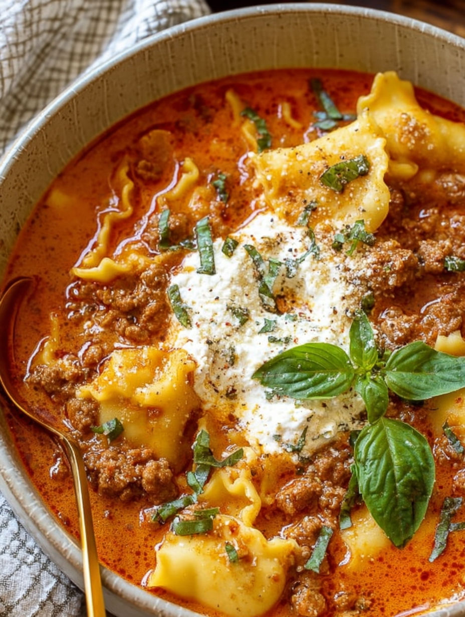 Eine Schüssel Pasta mit Fleischsauce und Käse.