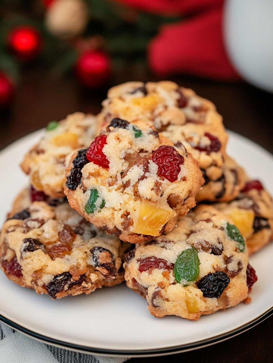 Ein Teller mit Keksen mit Früchtekuchen und Cranberries.