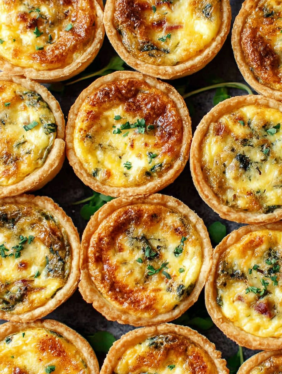 Ein Teller mit Mini-Quiches.