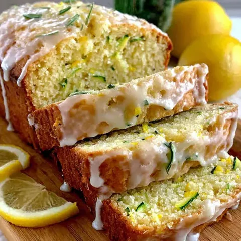 Eine Scheibe Zitronen-Zucchini-Brot.