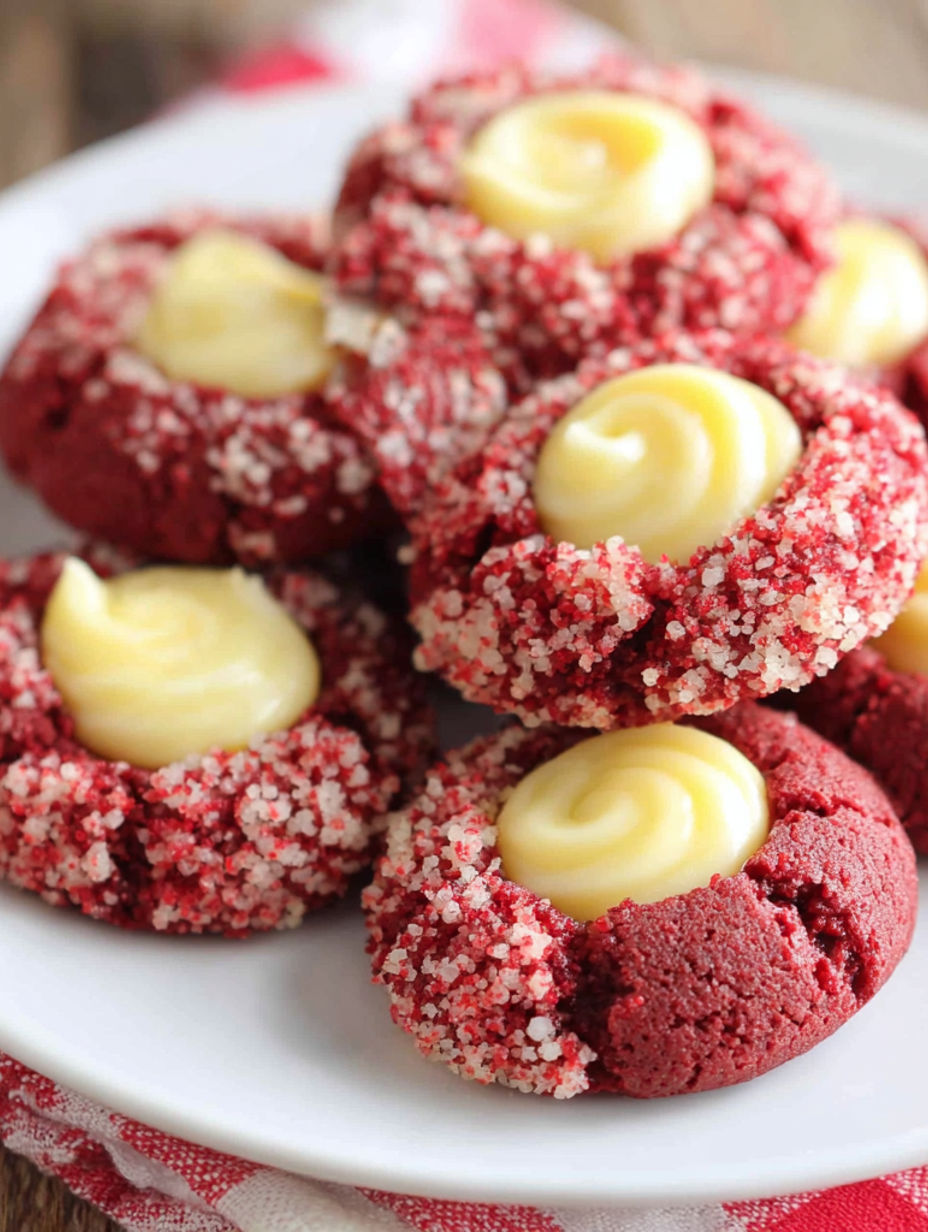 Rote und weiße Kekse mit weißem Zuckerguss.