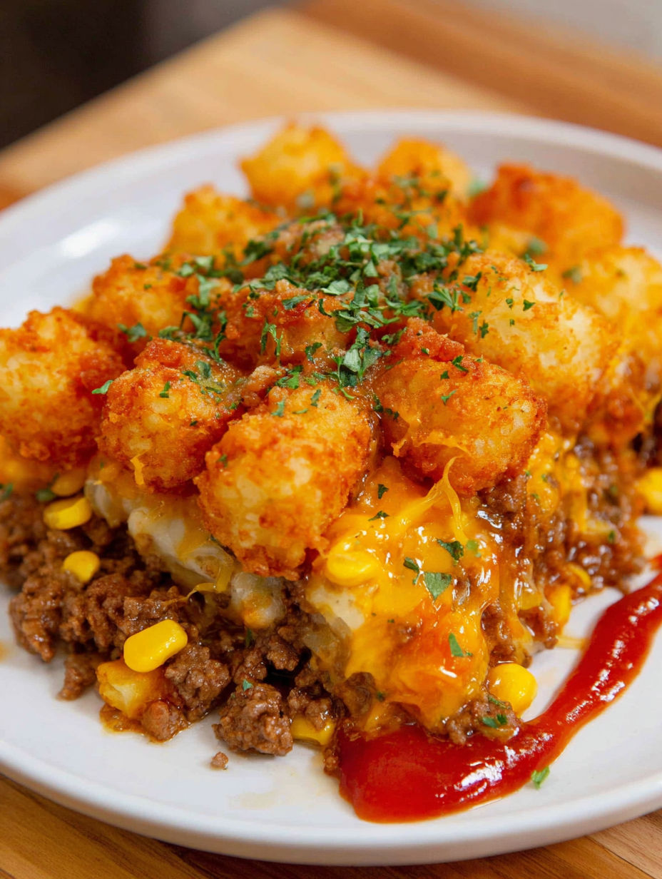 Ein Teller mit Essen, Käse und Mais.