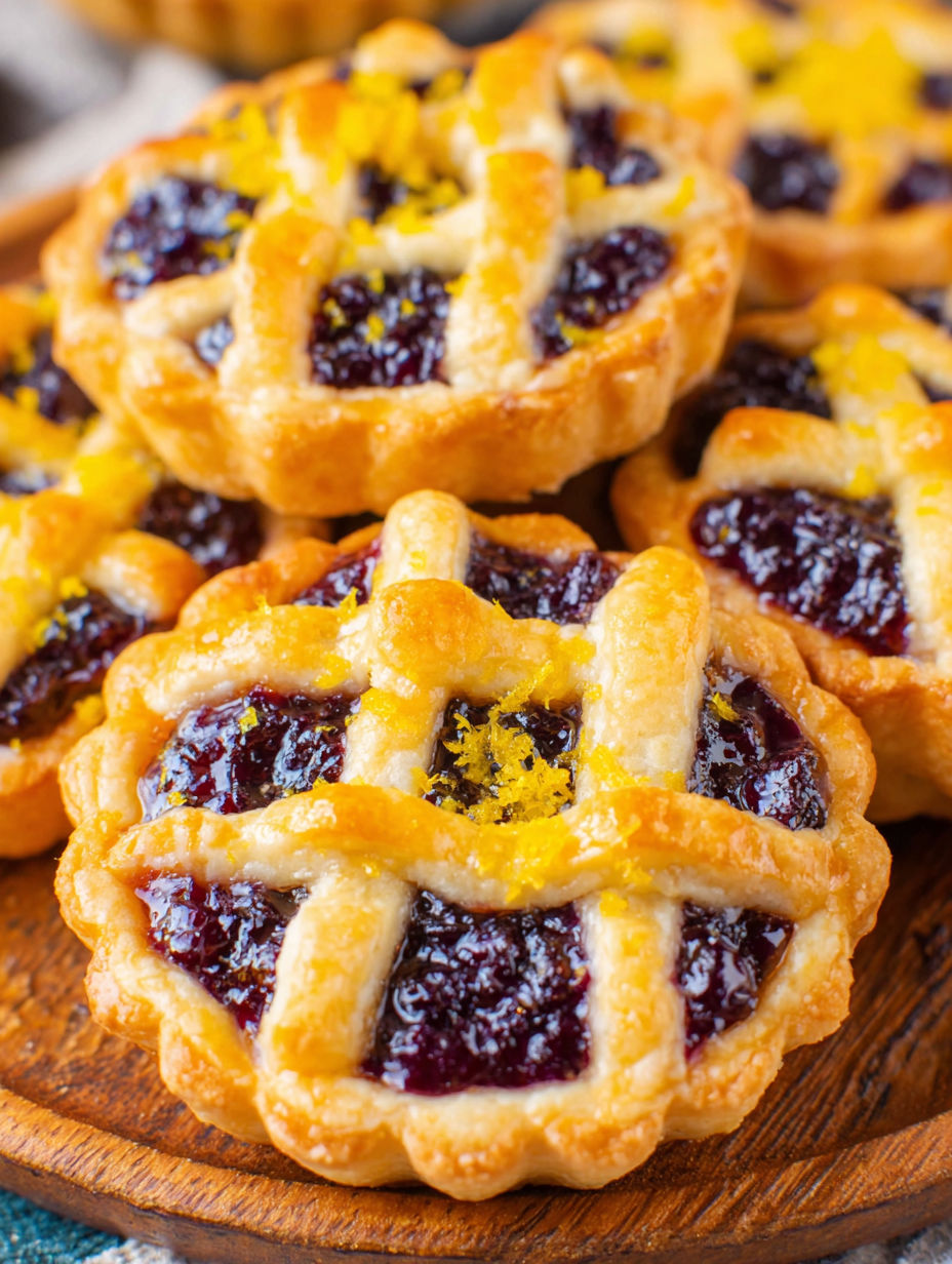 Ein Nahaufnahme von einem Heidelbeer- und Orangengebäck.