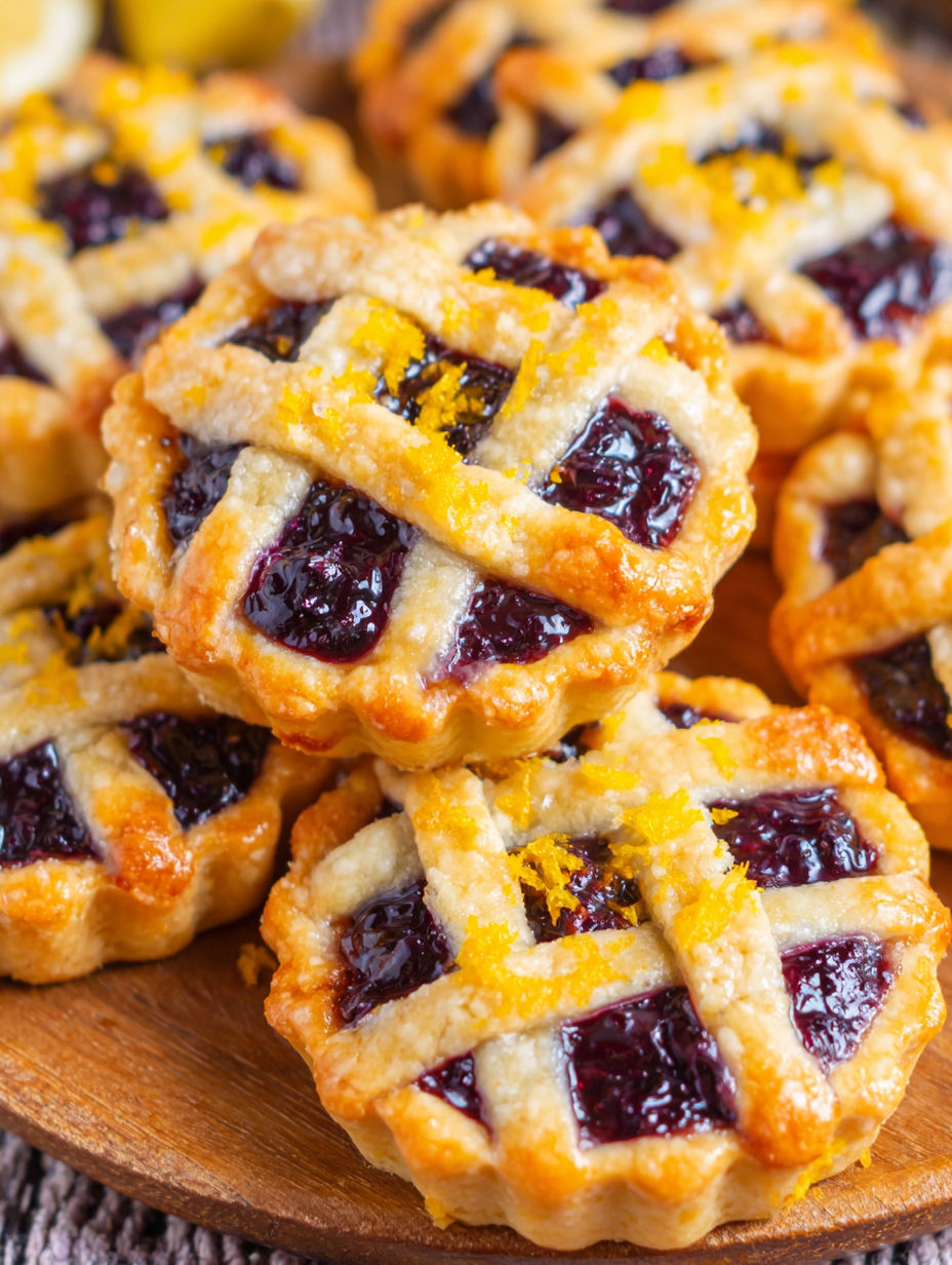Ein Nahaufnahme von einem Heidelbeer- und Orangengebäck.