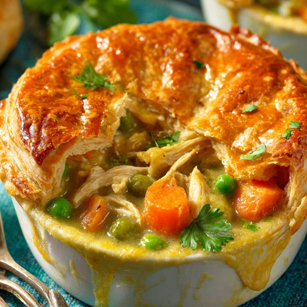 Eine Nahaufnahme von einer Pastete mit einer Gabel darin.