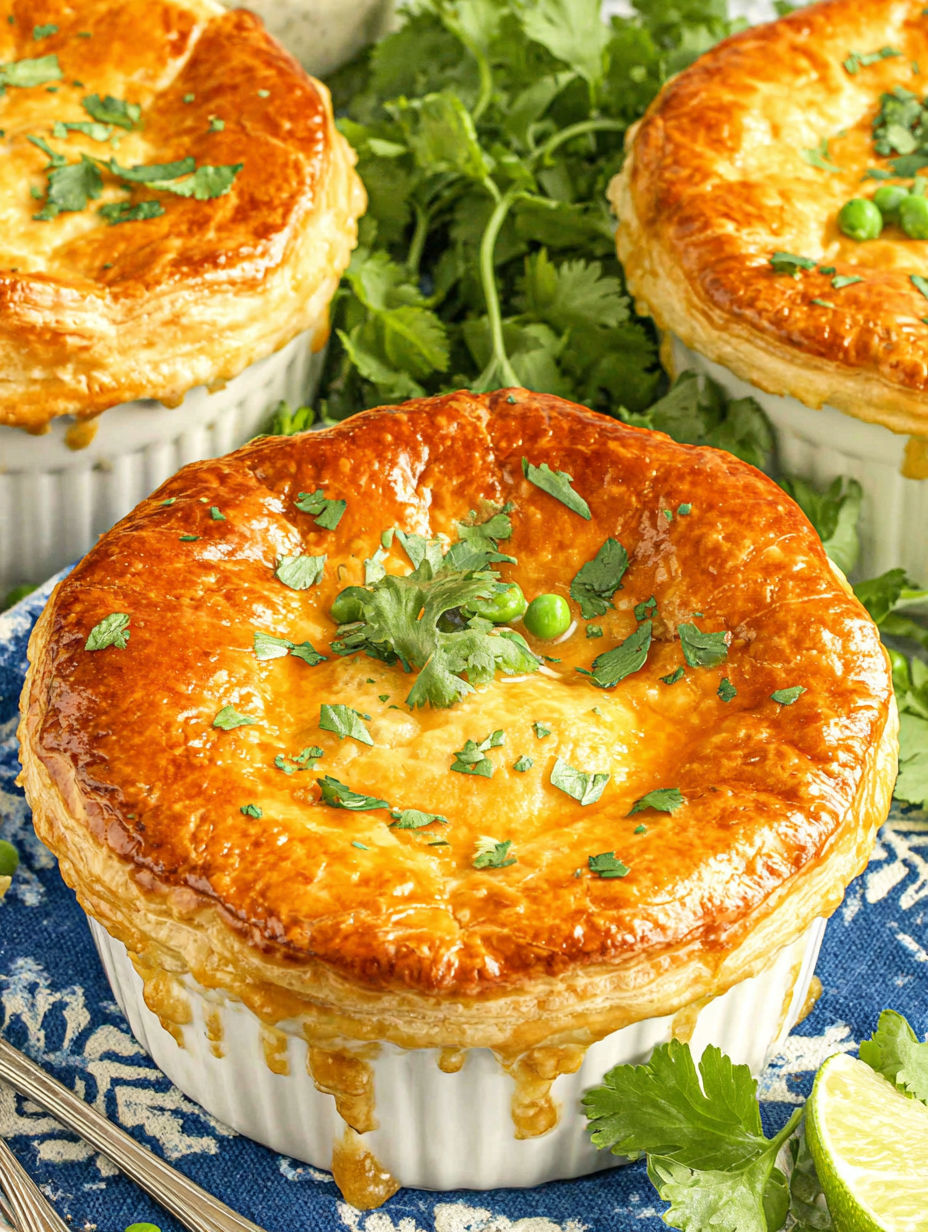 Eine Nahaufnahme eines Pies mit einem grünen Belag.