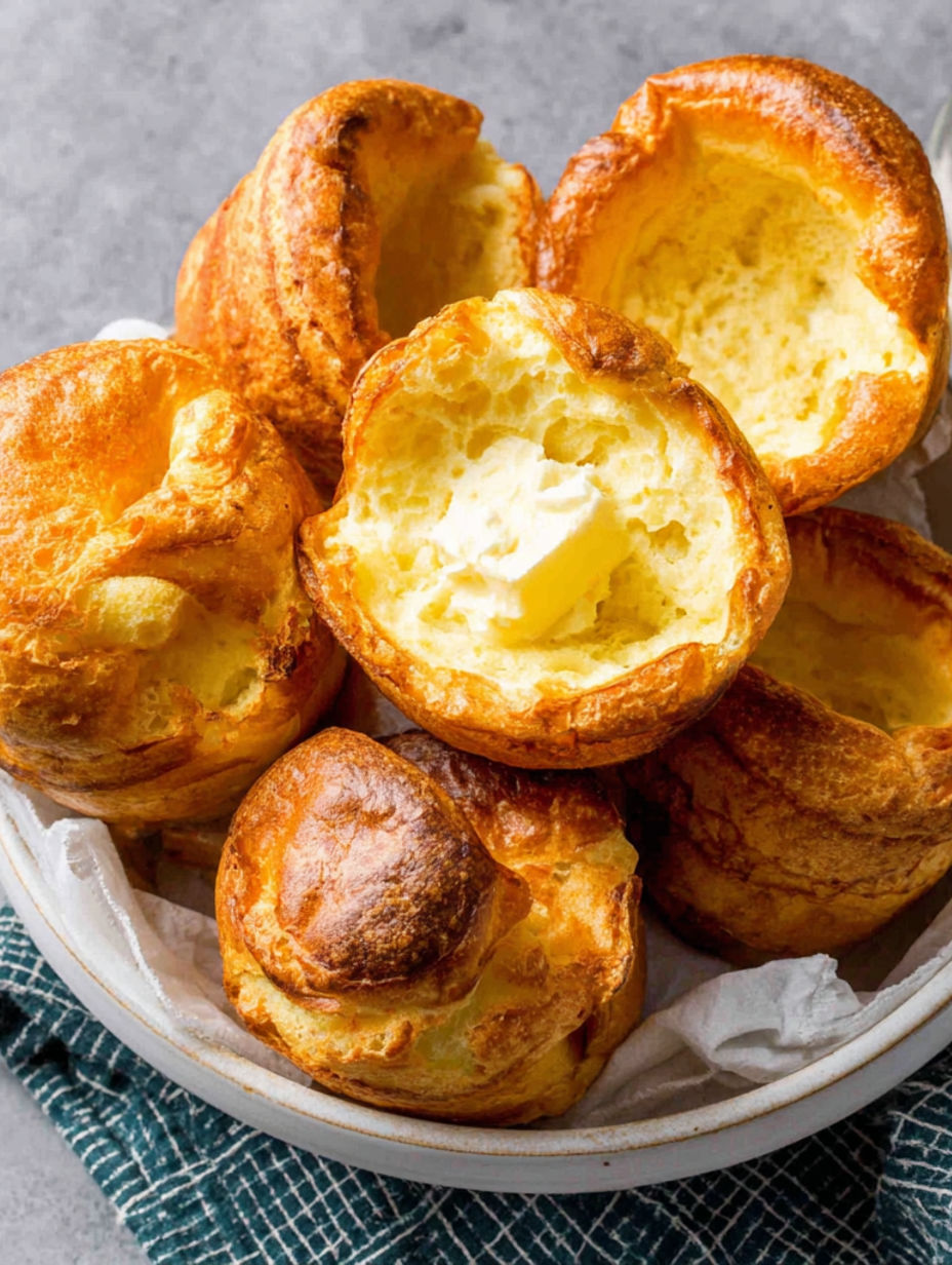 Eine Schüssel mit Muffins, in der Butter in der Mitte.