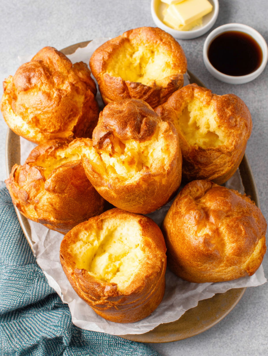 Ein Teller mit Muffins und einer Sauce.