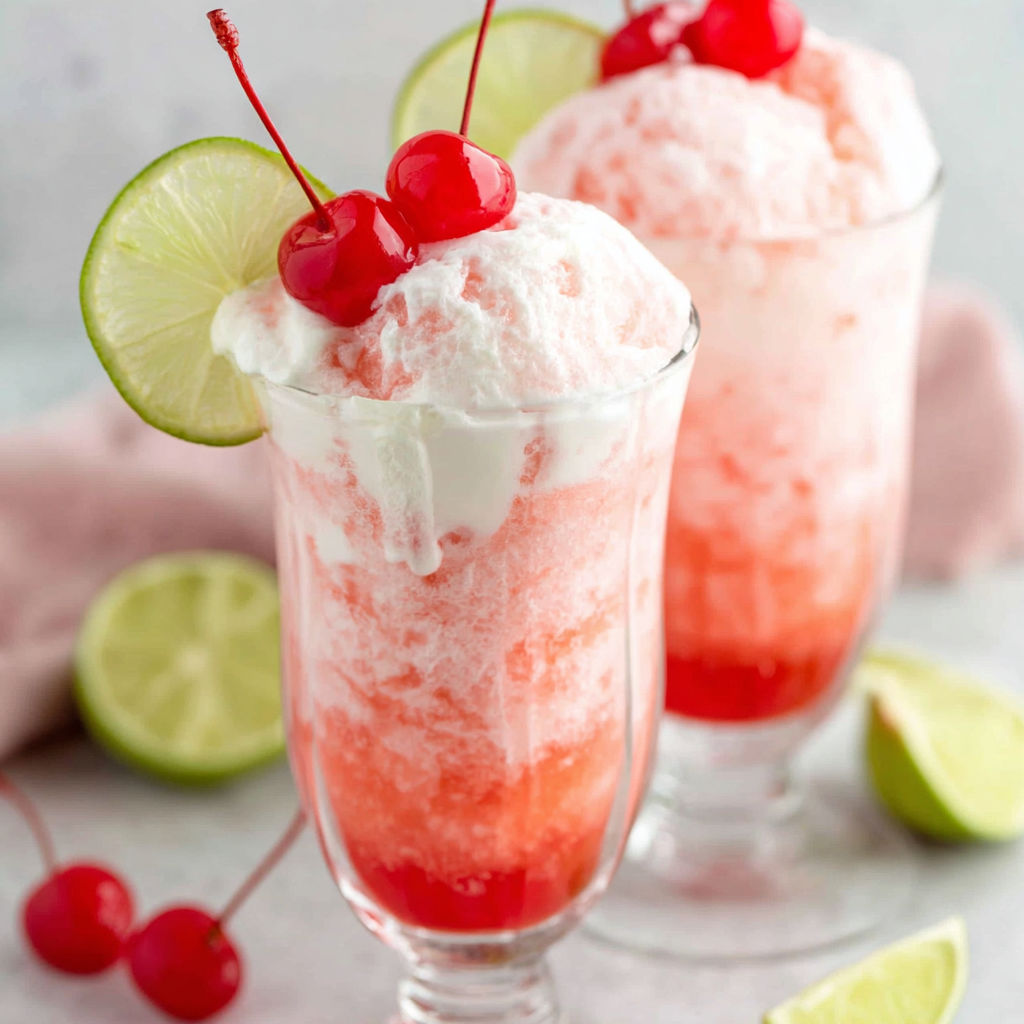 Zwei Gläser von Shirley Temple Eis Float.