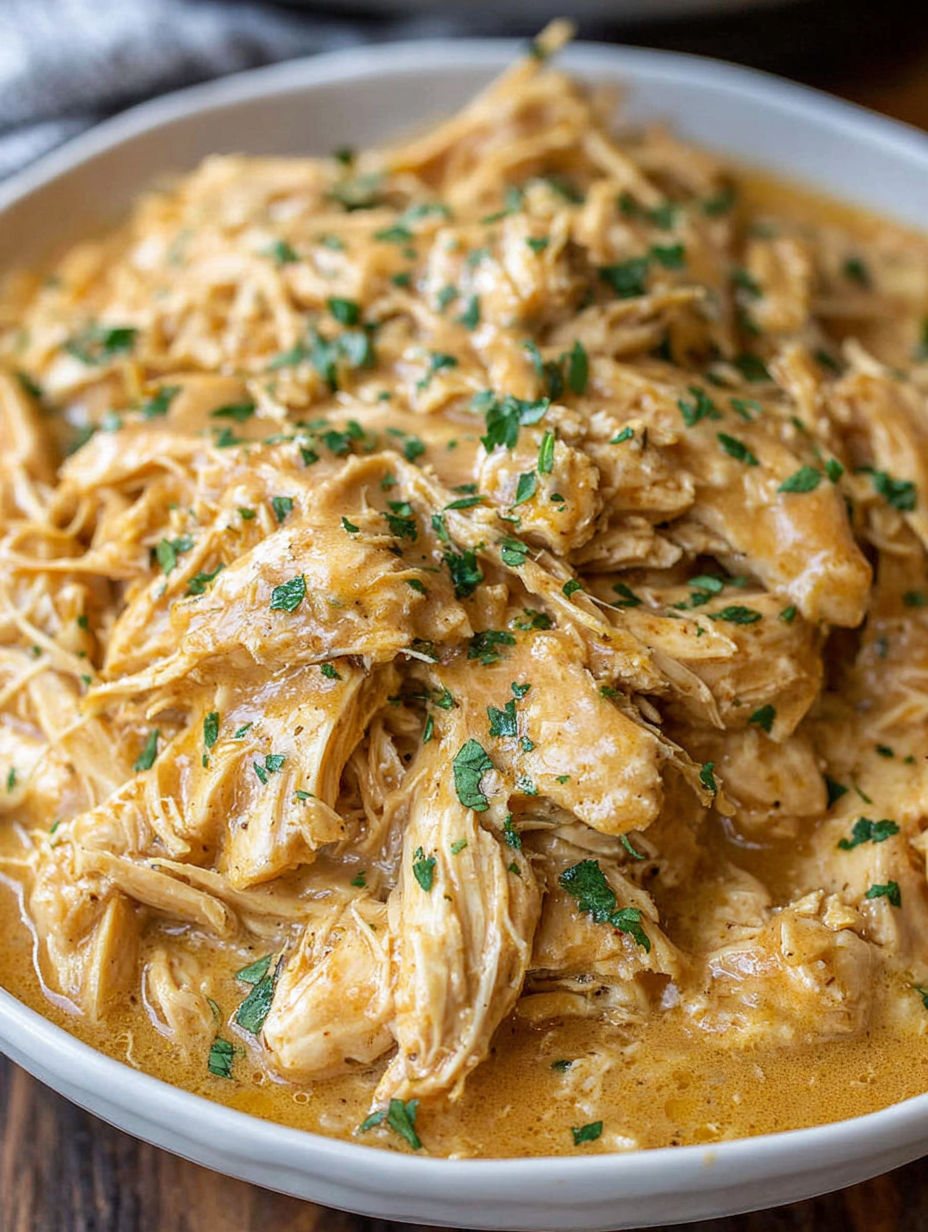 Eine Schüssel Hühnchen mit Soße.