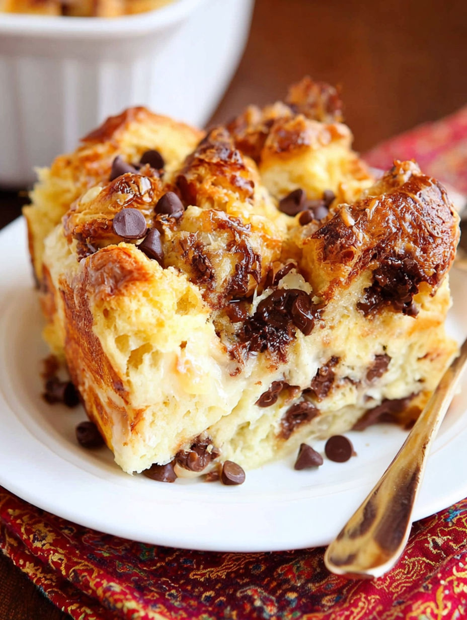 Ein Stück Schokoladenstückchen-Brot.